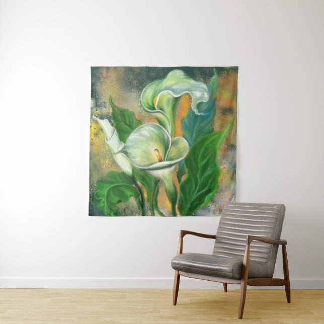 Beautiful Calla Lily Flower Tapestry Painting (In Situ)