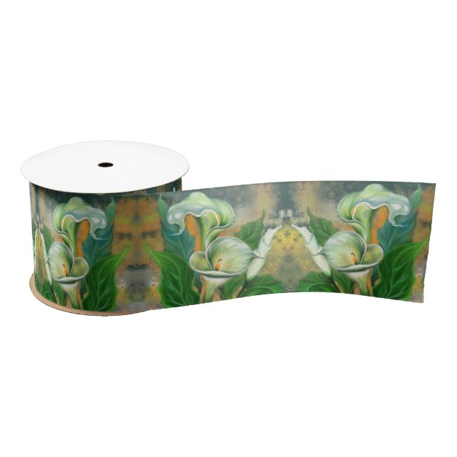 Beautiful Calla Lily Flowers Ribbon Satin Ribbon (Spool)
