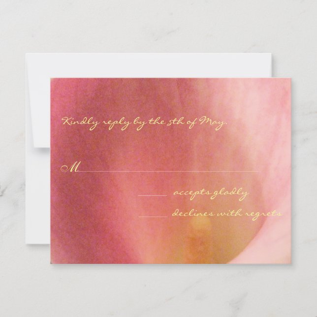 Beautiful Calla Lily Wedding RSVP Yellow Font (Front)