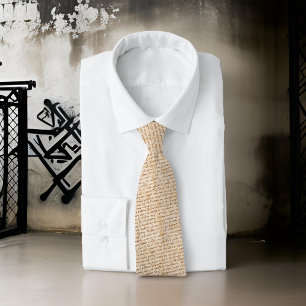 Beautiful Calligraphy Peach Black Handwriting  Tie