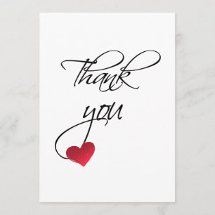 Beautiful Calligraphy Red Heart Wedding Thank You