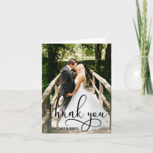 Beautiful Calligraphy Script Photo Wedding Note Thank You Card