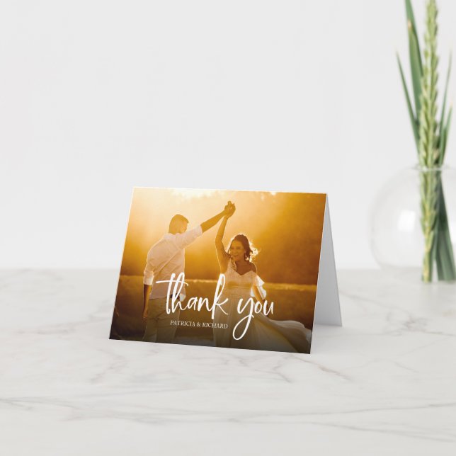 Beautiful Calligraphy Wedding Thank You Photo (Front)