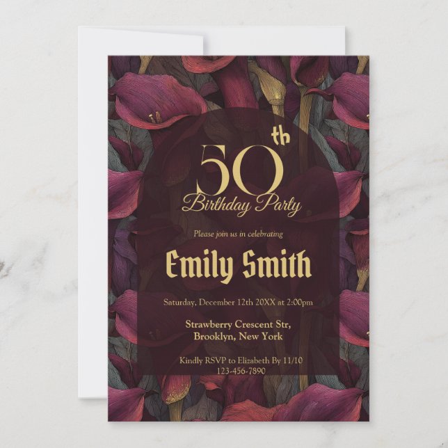 Beautiful CallLilies Aesthetic First Birthday Gift Invitation (Front)