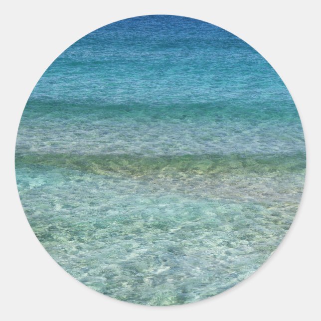 Beautiful Calm Caribbean Sea  Classic Round Sticker (Front)