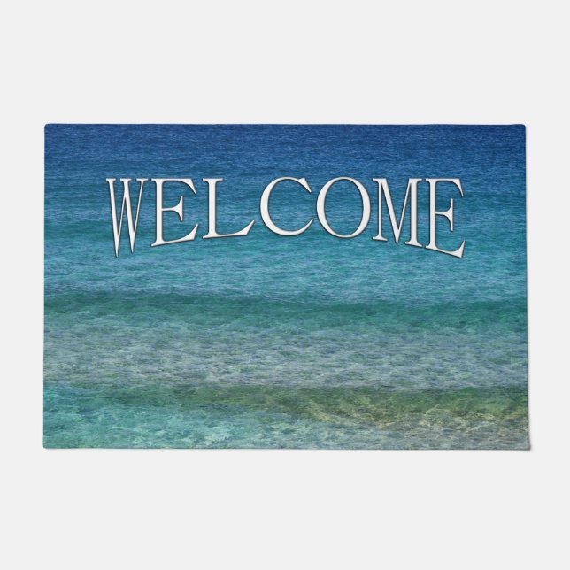 Beautiful Calm Caribbean Sea Welcome Doormat (Front)