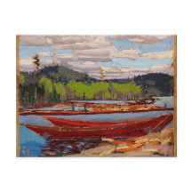 Beautiful Canadian Lake Scene Tom Thomson Bateaux