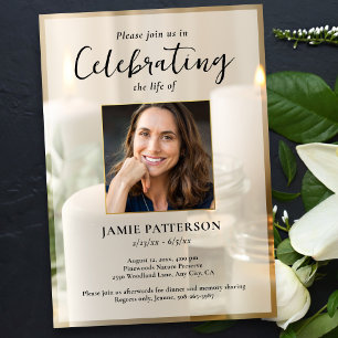 Beautiful Candles, Life Celebration Photo Funeral Invitation