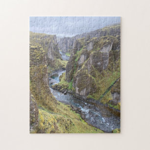 Beautiful Canyon in Iceland; Fjaðrárgljúfur Jigsaw Puzzle