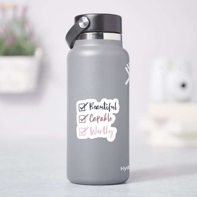 Beautiful Capable Worthy Waterproof Sticker Set (HydroFlask)