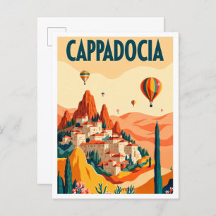 Beautiful Cappadocia Turkey Illustration Travel Postcard