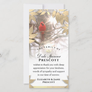 Beautiful Cardinal 4x8  Sympathy Thank You  Card