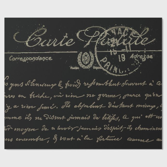 Beautiful Carte Postale French Script   Wrapping Paper (Flat)