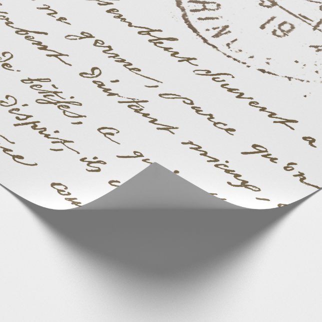 Beautiful Carte Postale French Script  Wrapping Paper (Corner)