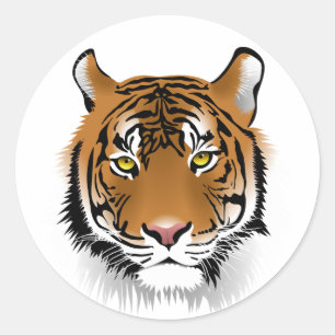 beautiful cartoon tiger head classic round sticker