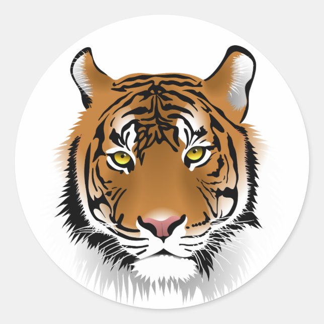 beautiful cartoon tiger head classic round sticker (Front)