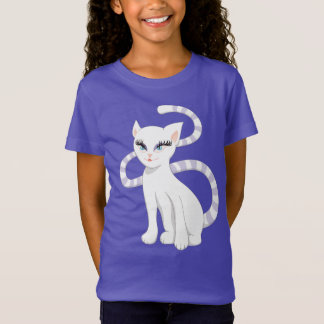 Beautiful Cartoon White Cat Girl T-Shirt