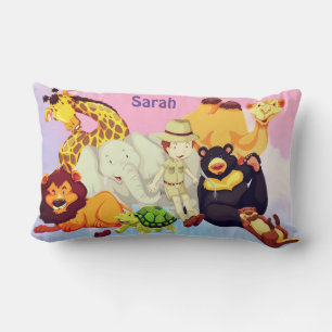 beautiful cartoon zoo animals lumbar cushion