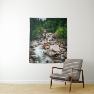 Beautiful cascading river in spring tapestry