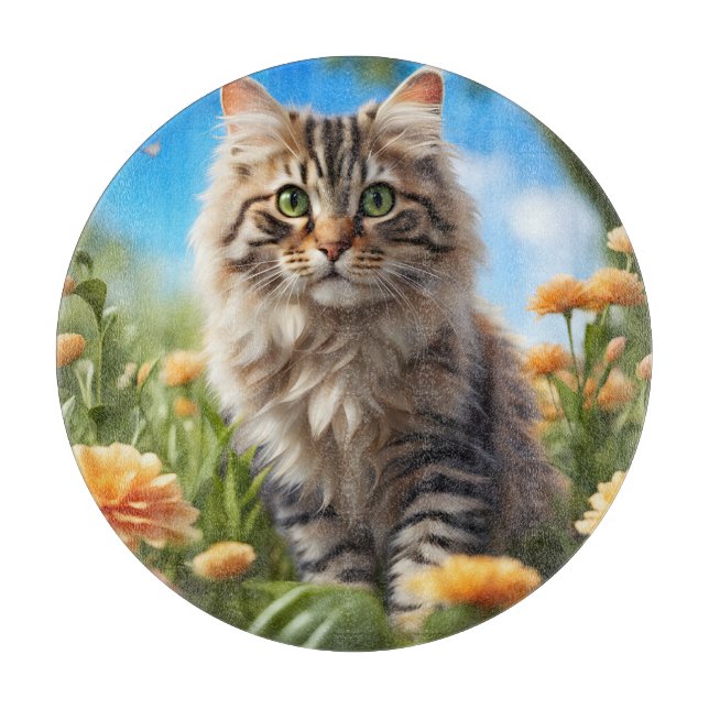 Beautiful cat beautiful garden cutting board (Front)