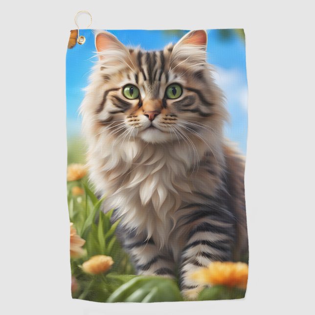 Beautiful cat beautiful garden golf towel (Front)