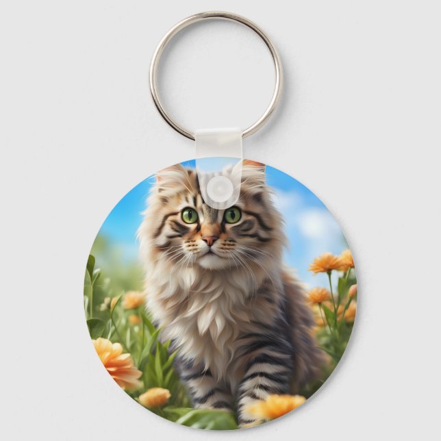 Beautiful cat beautiful garden key ring (Front)