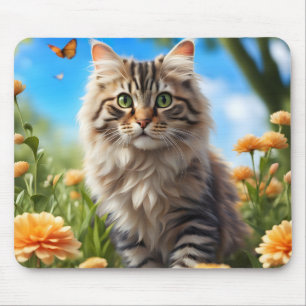 Beautiful cat beautiful garden mouse mat