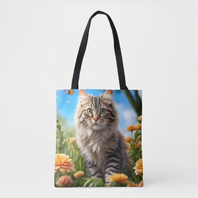 Beautiful cat beautiful garden tote bag (Front)