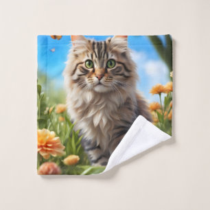 Beautiful cat beautiful garden wash cloth