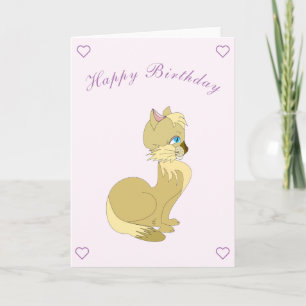 Beautiful Cat Birthday Card - Customisable