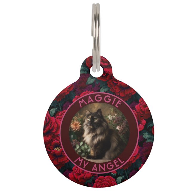 Beautiful Cat Dad Gift Carnations Pet Tag (Front)