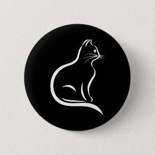 Beautiful cat drawing for animal lovers. 6 cm round badge