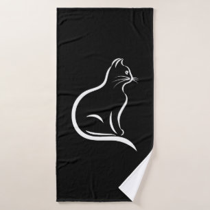 Beautiful cat drawing for animal lovers. bath towel
