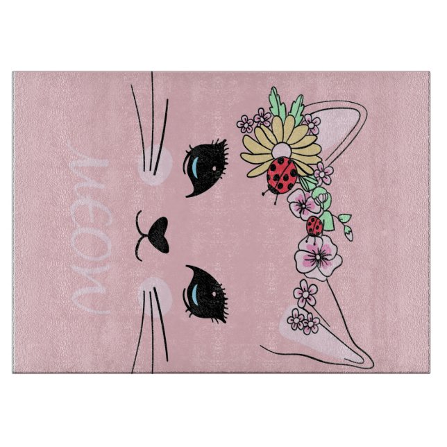 Beautiful Cat Face Meow, Kitty Lover Gift,Cute Cat Cutting Board (Front)