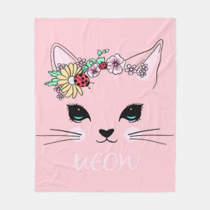 Beautiful Cat Face Meow, Kitty Lover Gift,Cute Cat Fleece Blanket