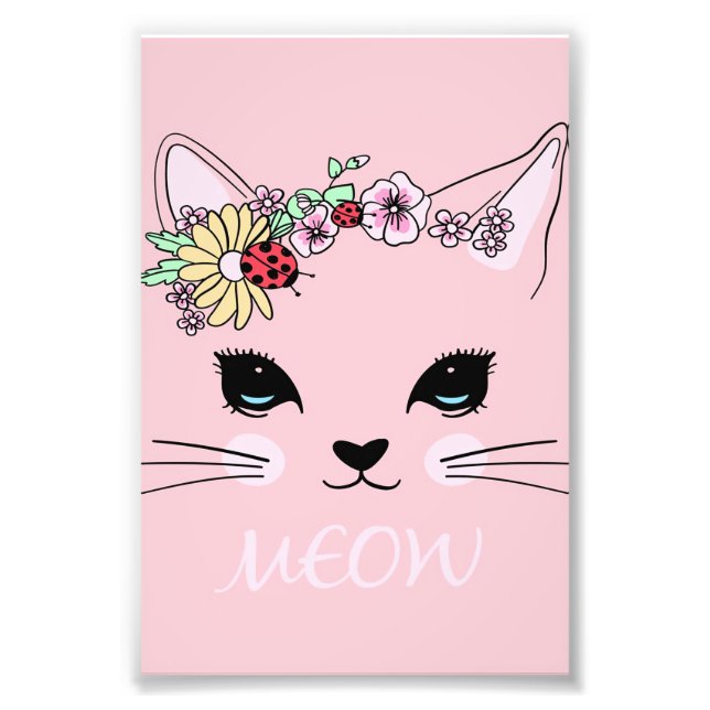 Beautiful Cat Face Meow, Kitty Lover Gift,Cute Cat Photo Print (Front)