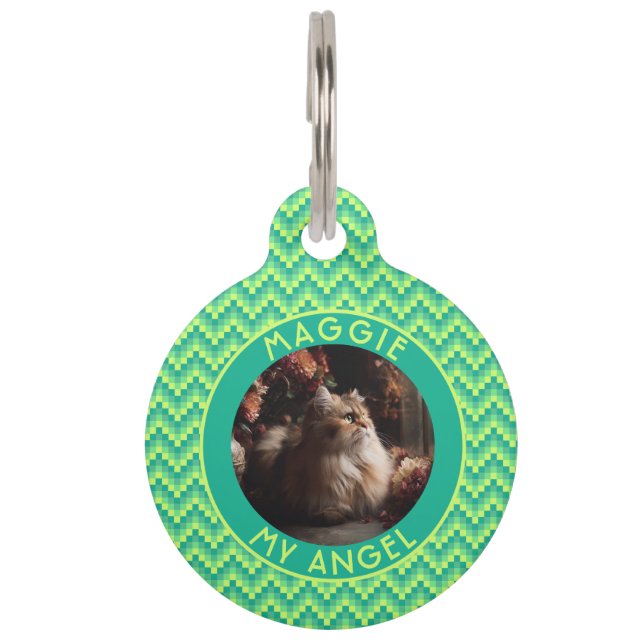 Beautiful Cat Gift Herringbone Pet Tag (Front)