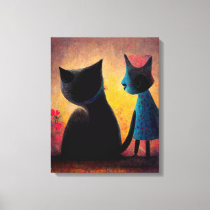 Beautiful Cat Girl Happy International Cat Day Canvas Print