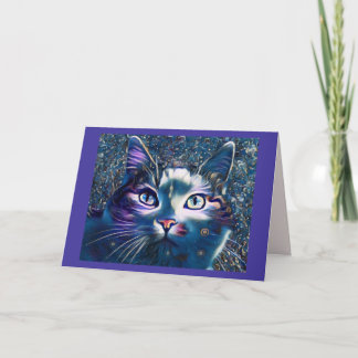Beautiful cat in moonlight Folded Greeting Card