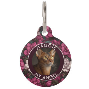 Beautiful Cat Lover Present Gardenias Print Pet Tag