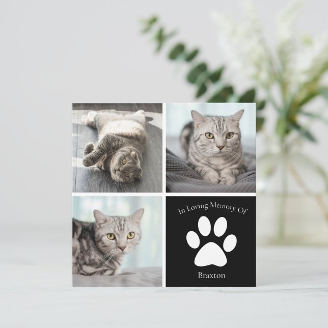 Beautiful Cat Memorial Custom Pet Photo Keepsake Card (Standing Front)