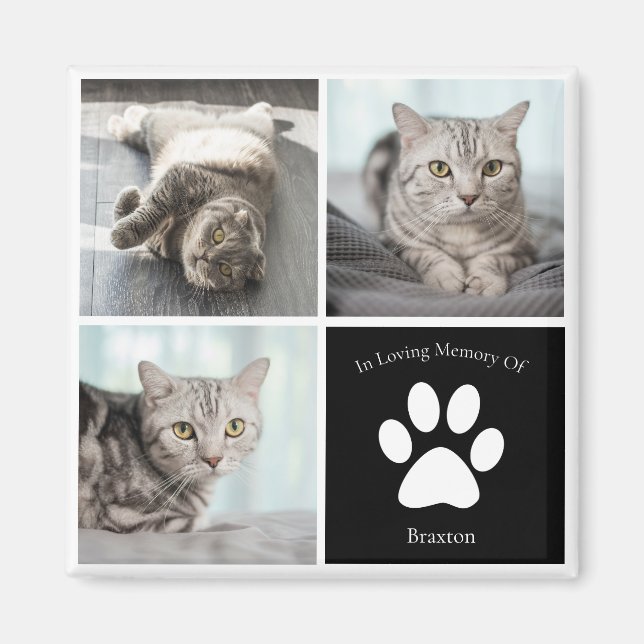 Beautiful Cat Memorial Custom Pet Photo Keepsake Magnet (Front)