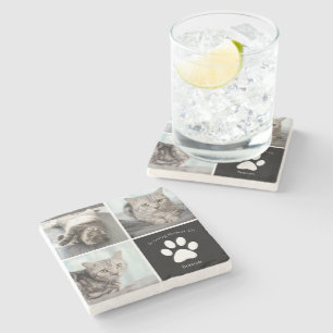 Beautiful Cat Memorial Custom Pet Photo Keepsake Stone Coaster