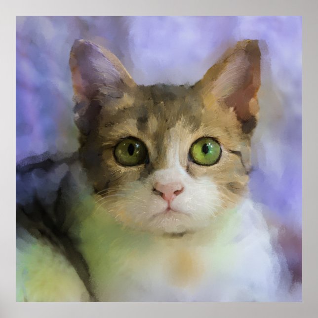 Beautiful Cat Oil Painting Poster (Front)