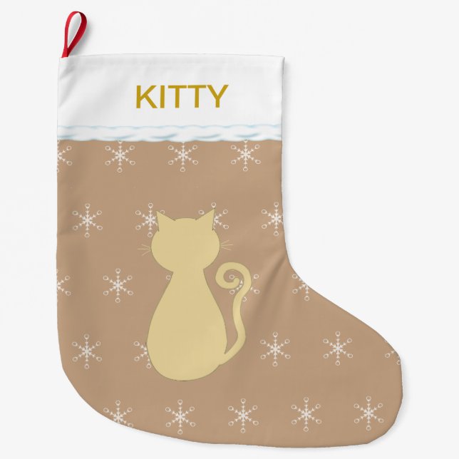 Beautiful Cat Silhouette Large Christmas Stocking (Front)