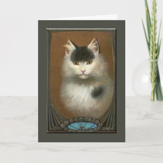 Beautiful Cat Vintage Fine Greeting Card (Front)