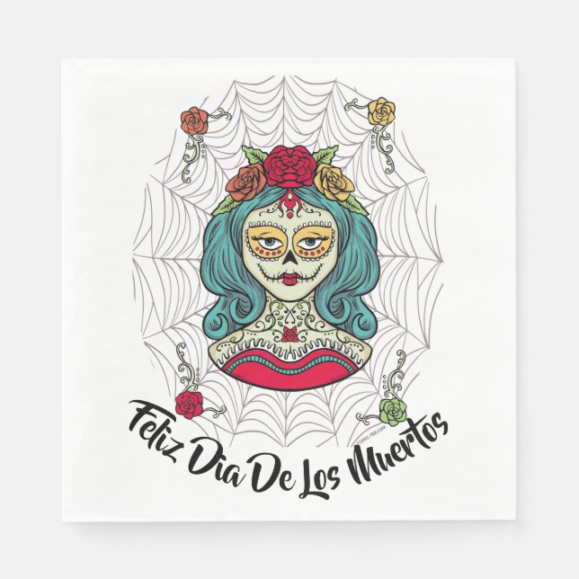 Beautiful Catrina Feliz Día de Muertos Napkin (Front)
