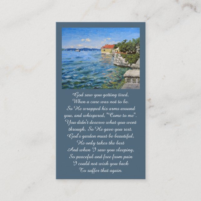 Beautiful Celebration of Life Prayer Card (Front)