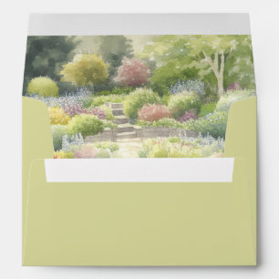Beautiful Celery Green Garden Wedding Envelope