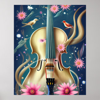 Beautiful Cello Violin  or Bass in a nice setting Poster